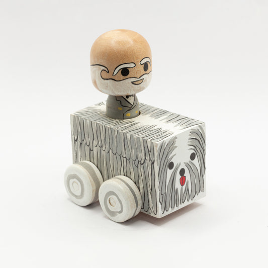 Kokeshi Car: Komondor Dog with Gentleman