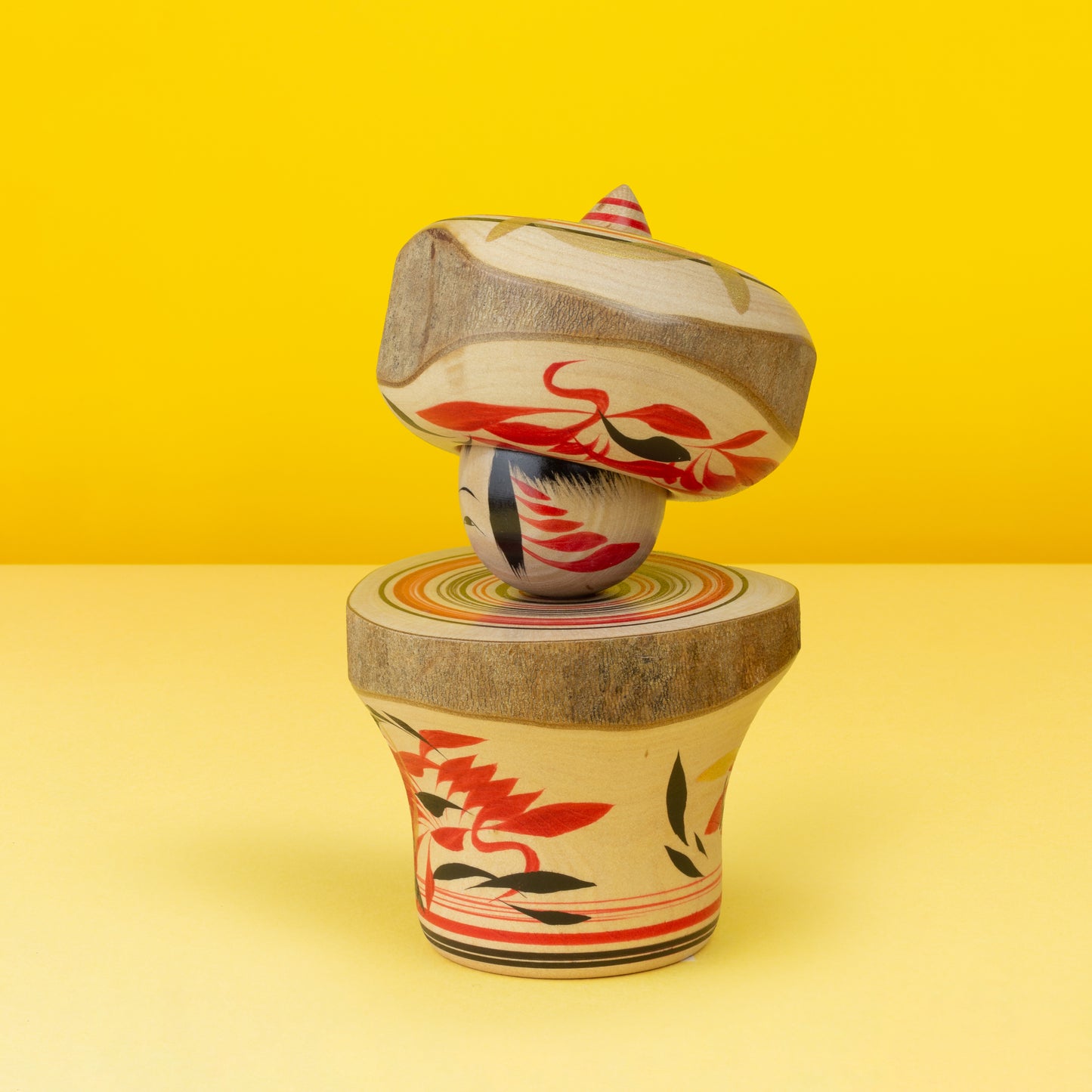 Exclusive Tsubaki Hat Ejiko | Natural Wood Kokeshi