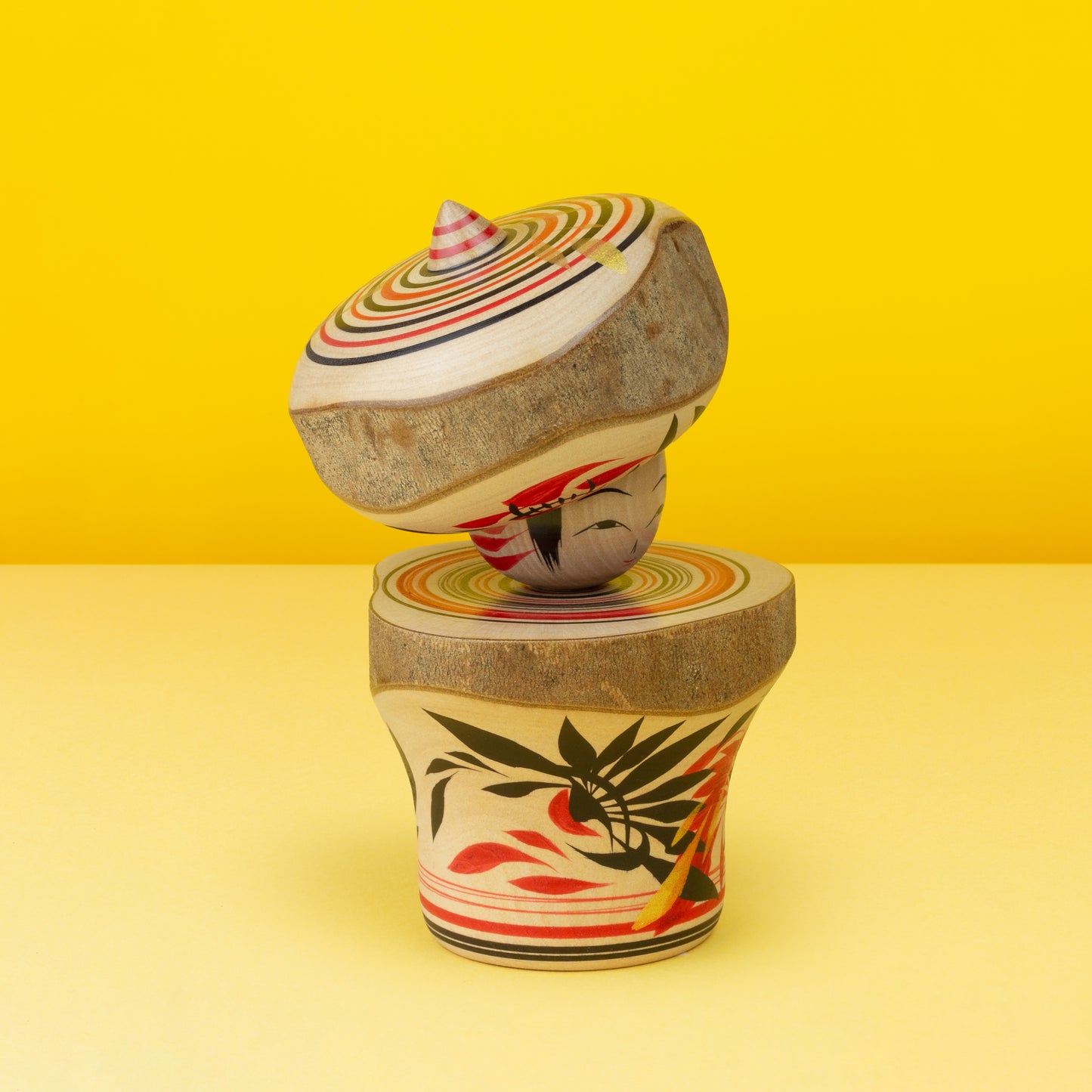 Exclusive Tsubaki Hat Ejiko | Natural Wood Kokeshi