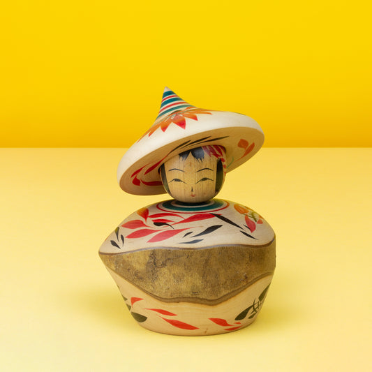 Tsubaki Hat Ejiko | Natural Wood Kokeshi | One of a Kind