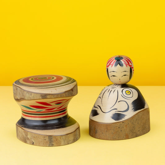 Exclusive Camellia Hat Daruma Ejiko | Natural Wood Kokeshi