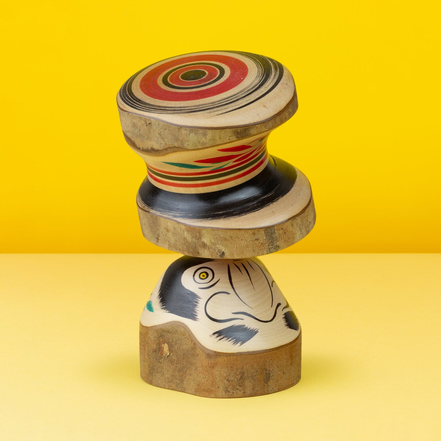 Exclusive Camellia Hat Daruma Ejiko | Natural Wood Kokeshi