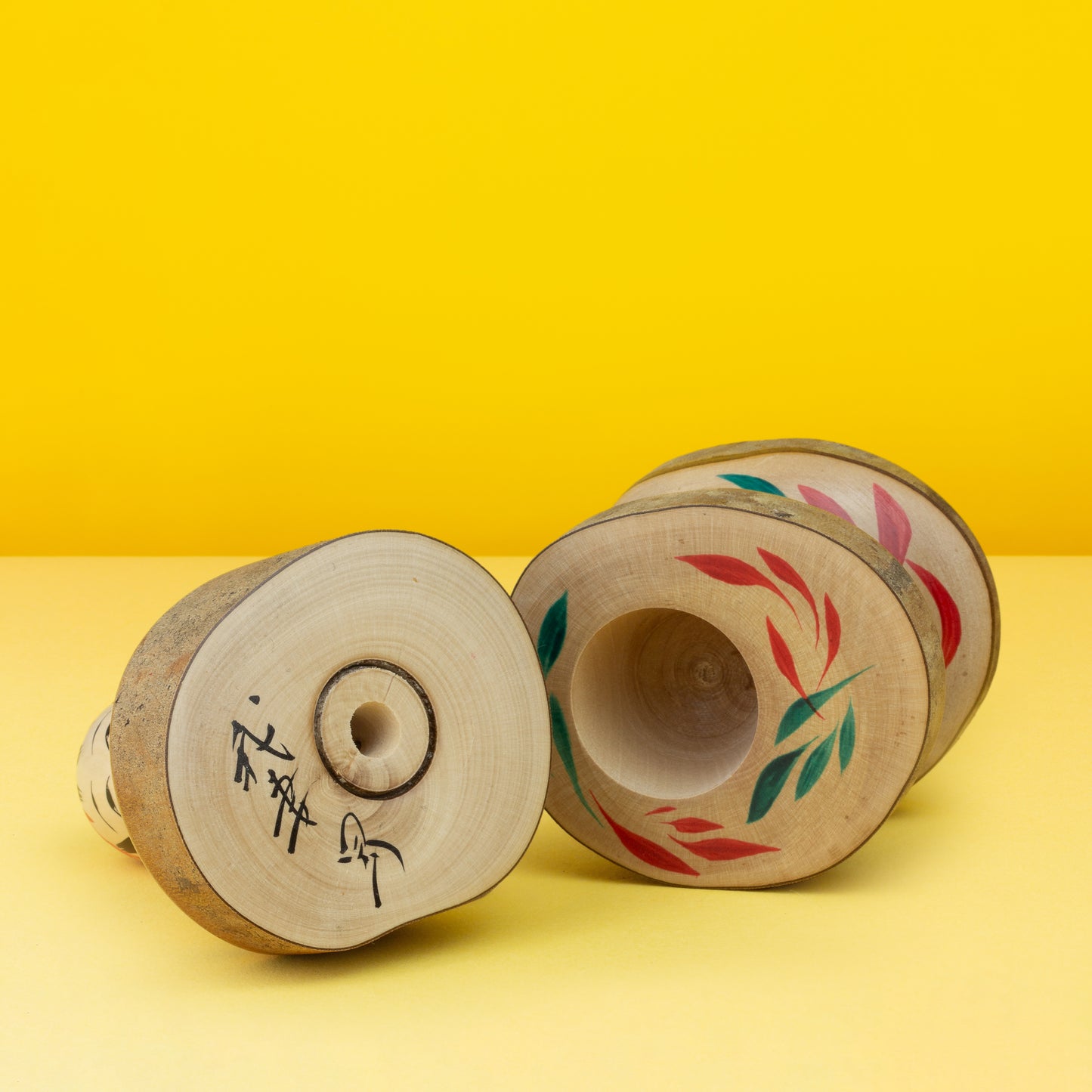 Exclusive Camellia Hat Daruma Ejiko | Natural Wood Kokeshi