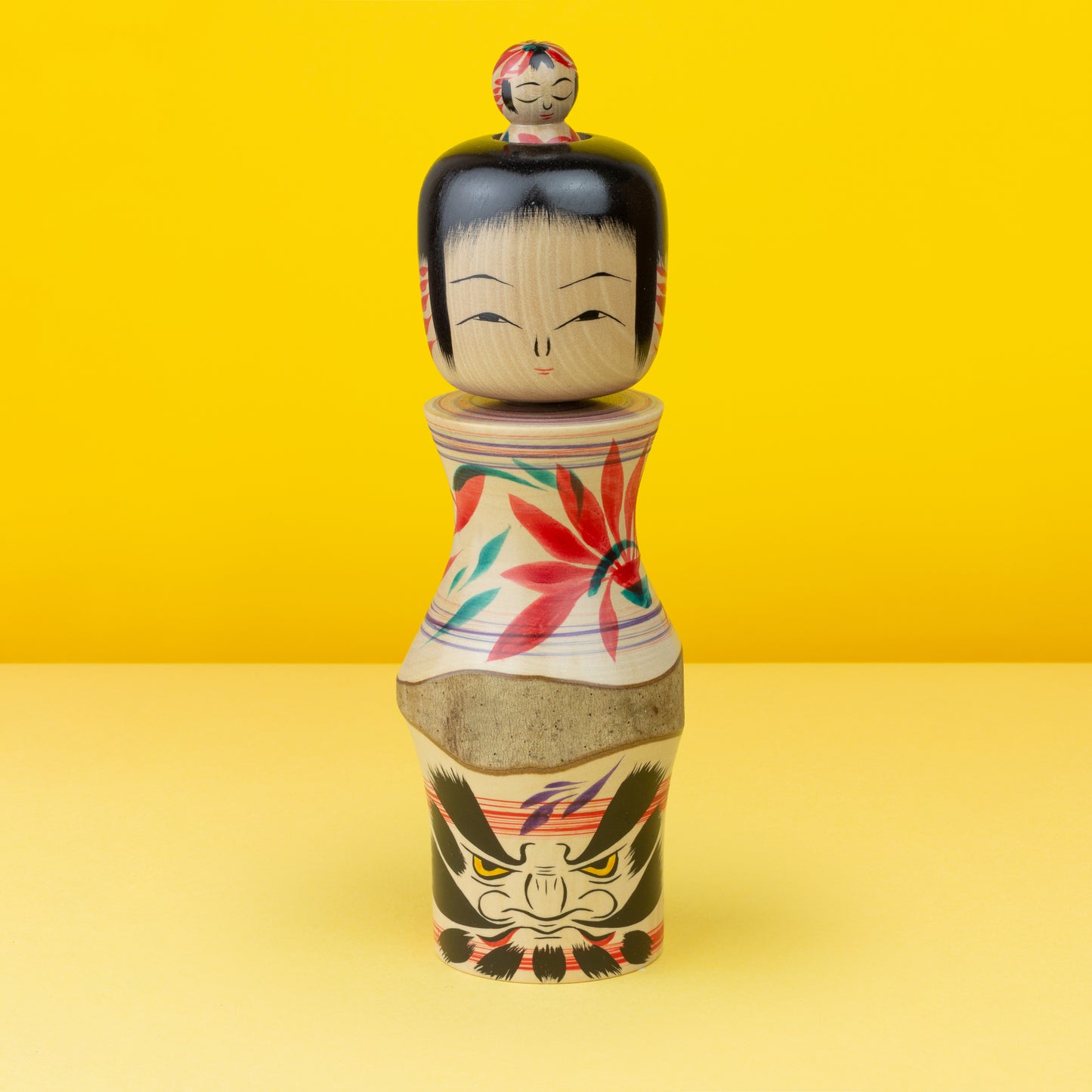 Exclusive Daruma Tama-ire Kokeshi | Natural Wood Kokeshi