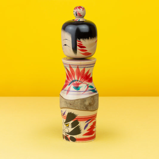 Exclusive Daruma Tama-ire Kokeshi | Natural Wood Kokeshi