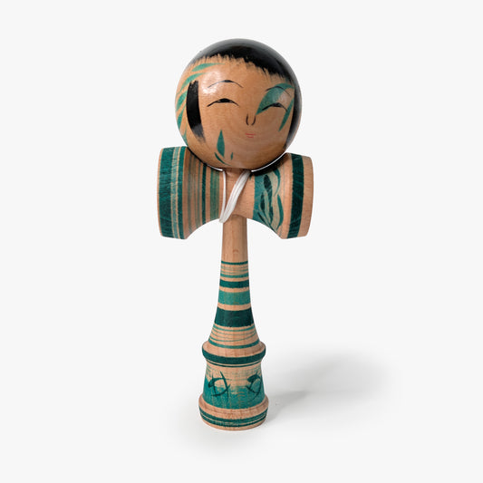 Kokeshi-Kendama Nr. 7 | Smaragdgrün | Unikat