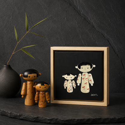Kokeshi-Porträt Nr. 29 | Serie DADAKKO | 25x25cm | Unikat