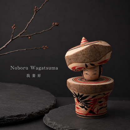 Tsubaki Hat Ejiko | Natural Wood Kokeshi | One of a Kind