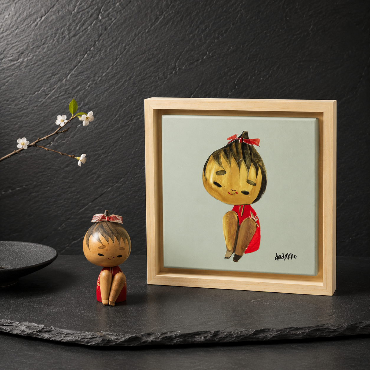 Kokeshi-Porträt Nr. 33 | Serie DADAKKO | 25x25cm | Unikat