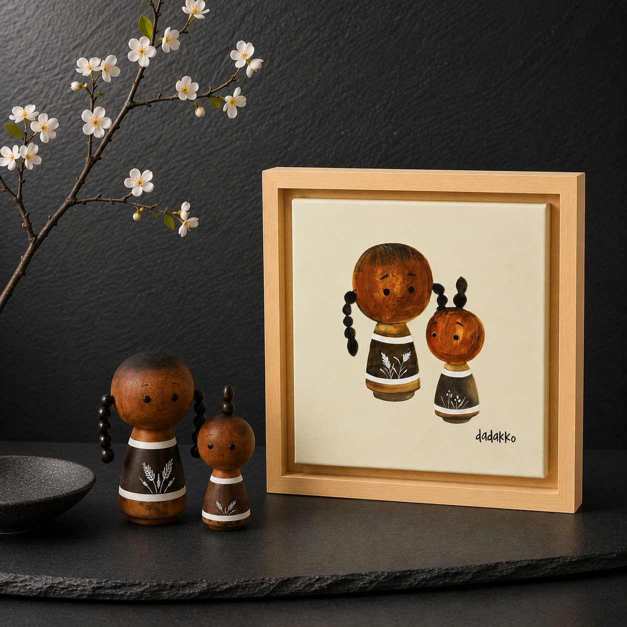Kokeshi-Porträt Nr. 37 | Serie DADAKKO | 25x25cm | Unikat