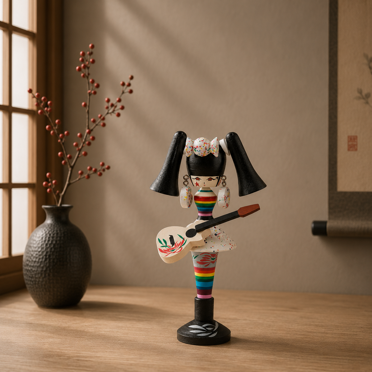 Sosaku-Kokeshi "Nina mit Zöpfen"