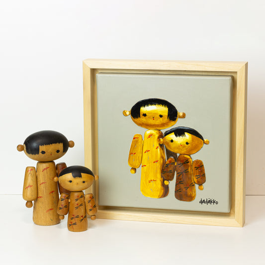 Kokeshi-Porträt Nr. 28 | Serie DADAKKO | 25x25cm