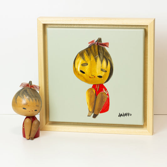 Kokeshi-Porträt Nr. 33 | Serie DADAKKO | 25x25cm