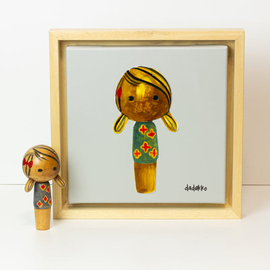 Kokeshi-Porträt Nr. 36 | Serie DADAKKO | 25x25cm