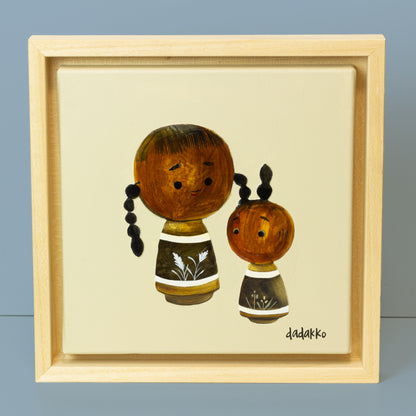 Kokeshi-Porträt Nr. 37 | Serie DADAKKO | 25x25cm
