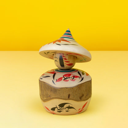 Exclusive Tsubaki Hat Ejiko | Natural Wood Kokeshi
