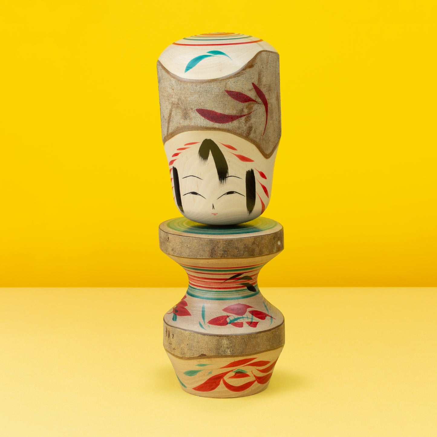 Exclusive Camellia Bun Hair Kokeshi | Natural Wood Kokeshi