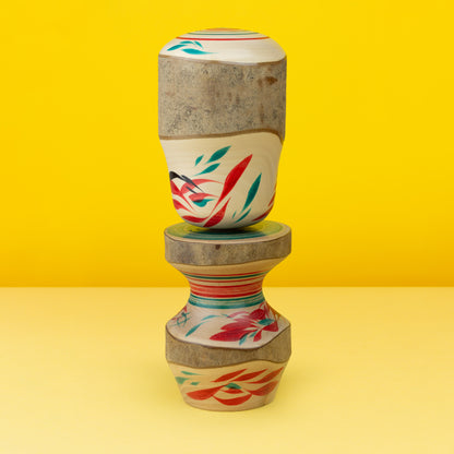 Exclusive Camellia Bun Hair Kokeshi | Natural Wood Kokeshi