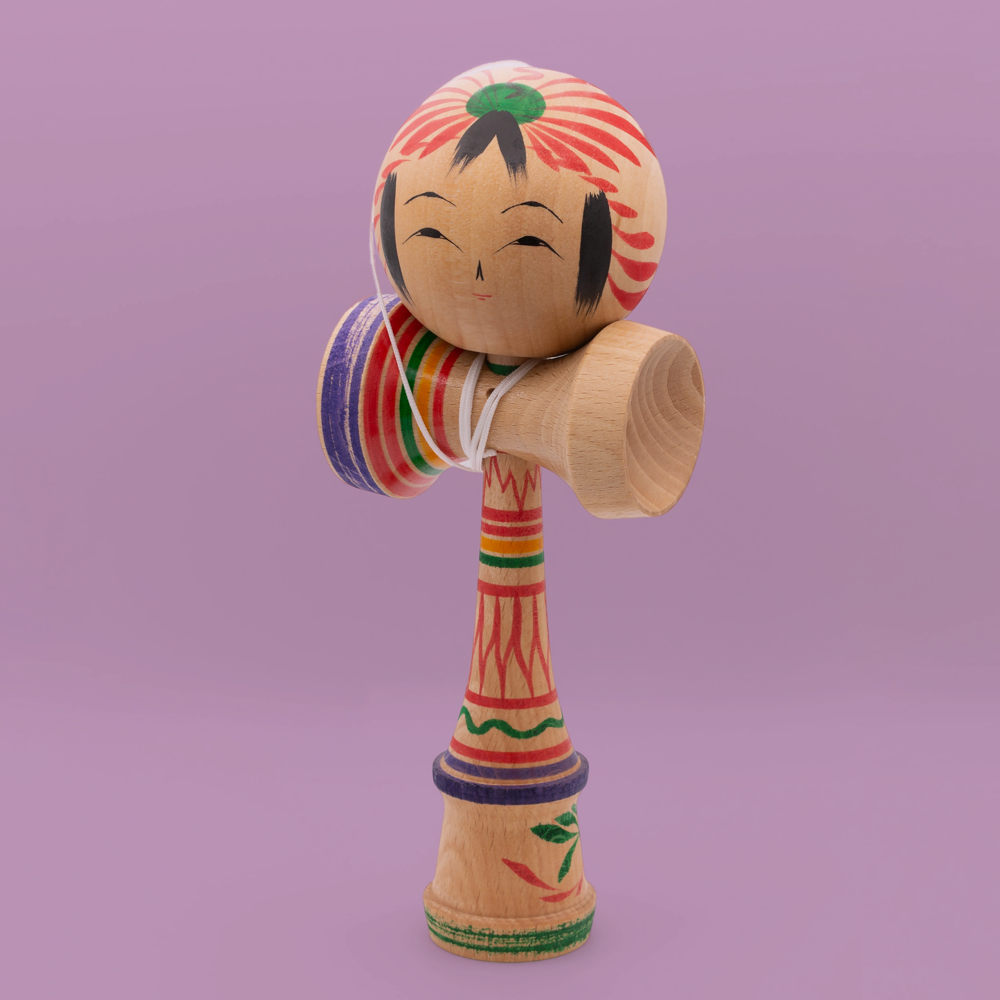 Einzigartiges Kendama Nr. 1  – handbemalt von Kokeshi-Meister Noboru Wagatsuma