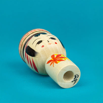 Miniature Bun Hair Autumn Kokeshi