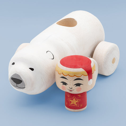 Kokeshi-Mobil: Polarbär & Nikolaus | Weihnachtsedition 2025