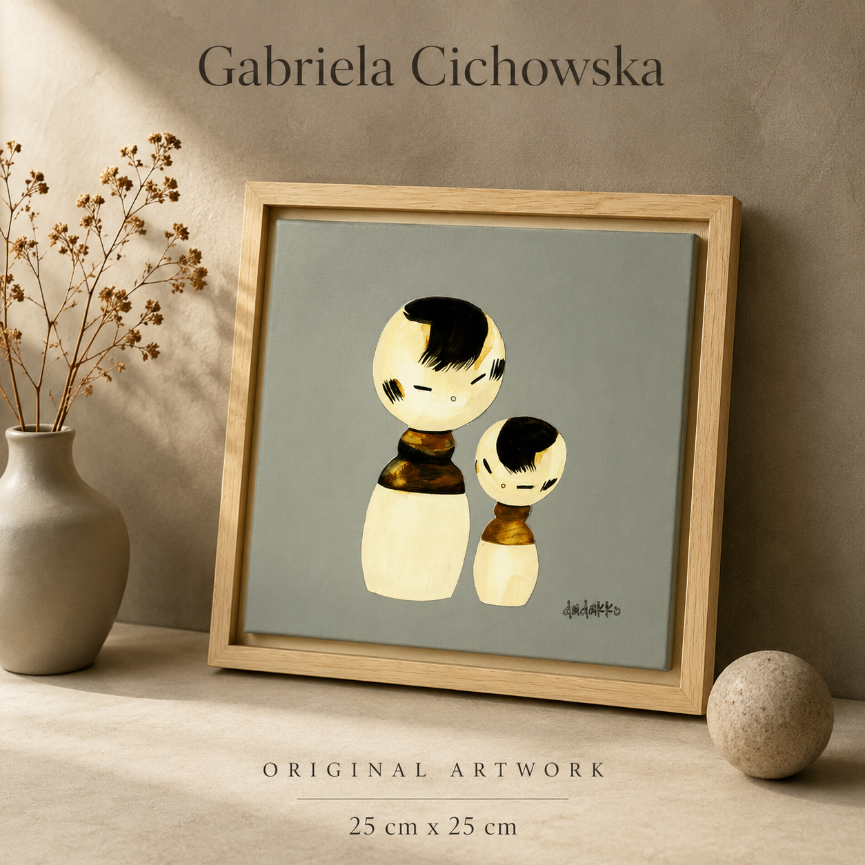 Kokeshi-Porträt Nr. 30 | Serie DADAKKO | 25x25cm | Unikat