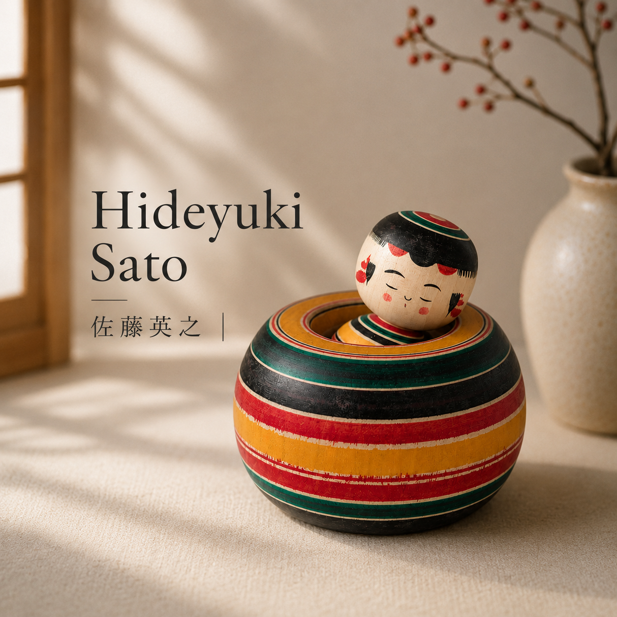 Ejiko Kokeshi – Rokuro-Moyo Pattern – Yajiro Tradition