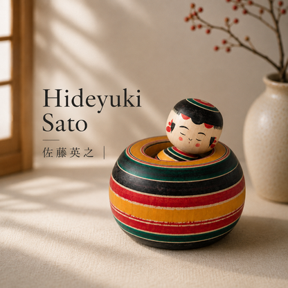 Ejiko Kokeshi – Rokuro-Moyo Pattern – Yajiro Tradition
