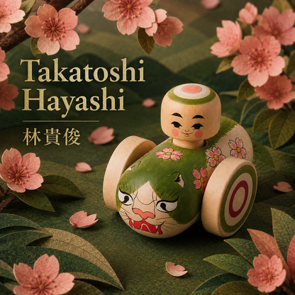 Kokeshi-Mobil: Wilde Katze trifft Kirschblüte