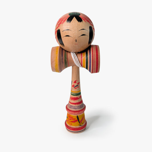 Kokeshi-Kendama Nr. 10 | Regenbogenfarben | Unikat