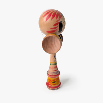Kokeshi-Kendama Nr. 10 | Regenbogenfarben | Unikat