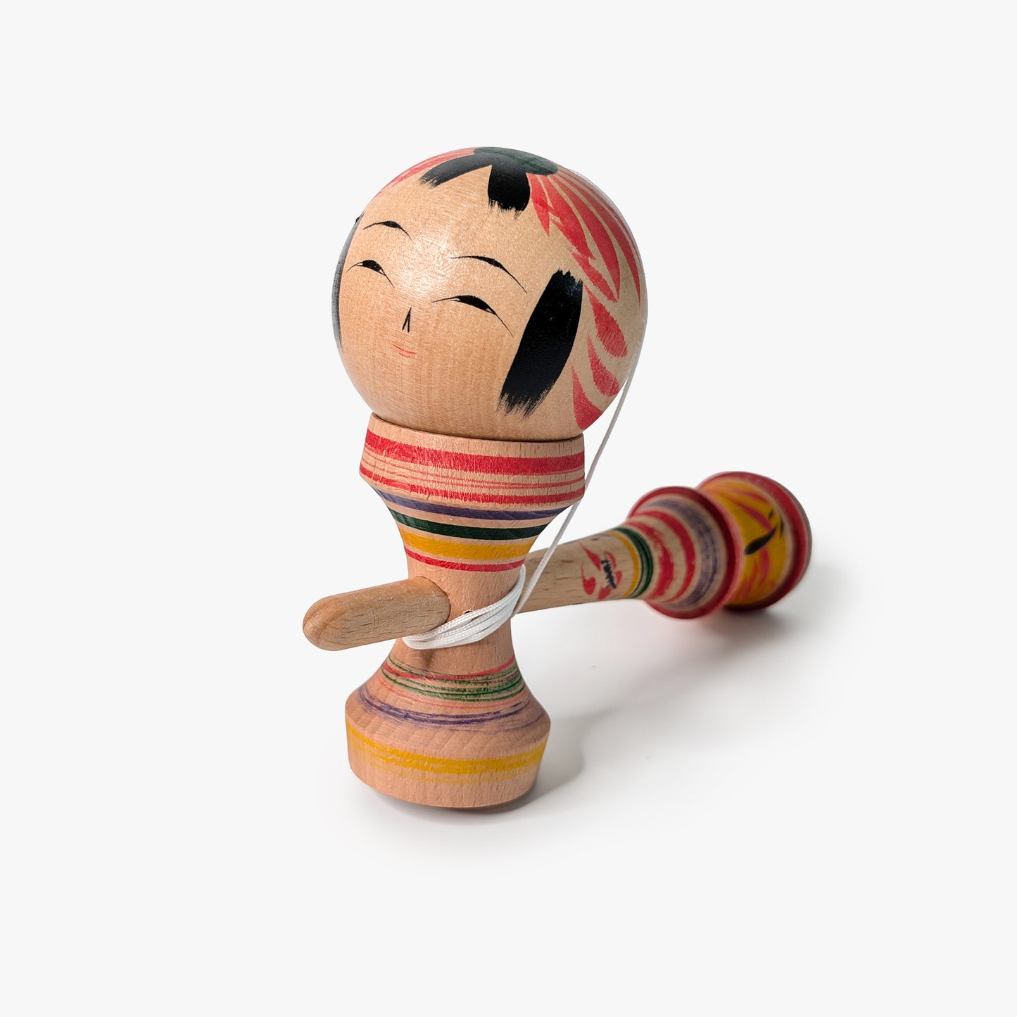 Kokeshi-Kendama Nr. 10 | Regenbogenfarben | Unikat