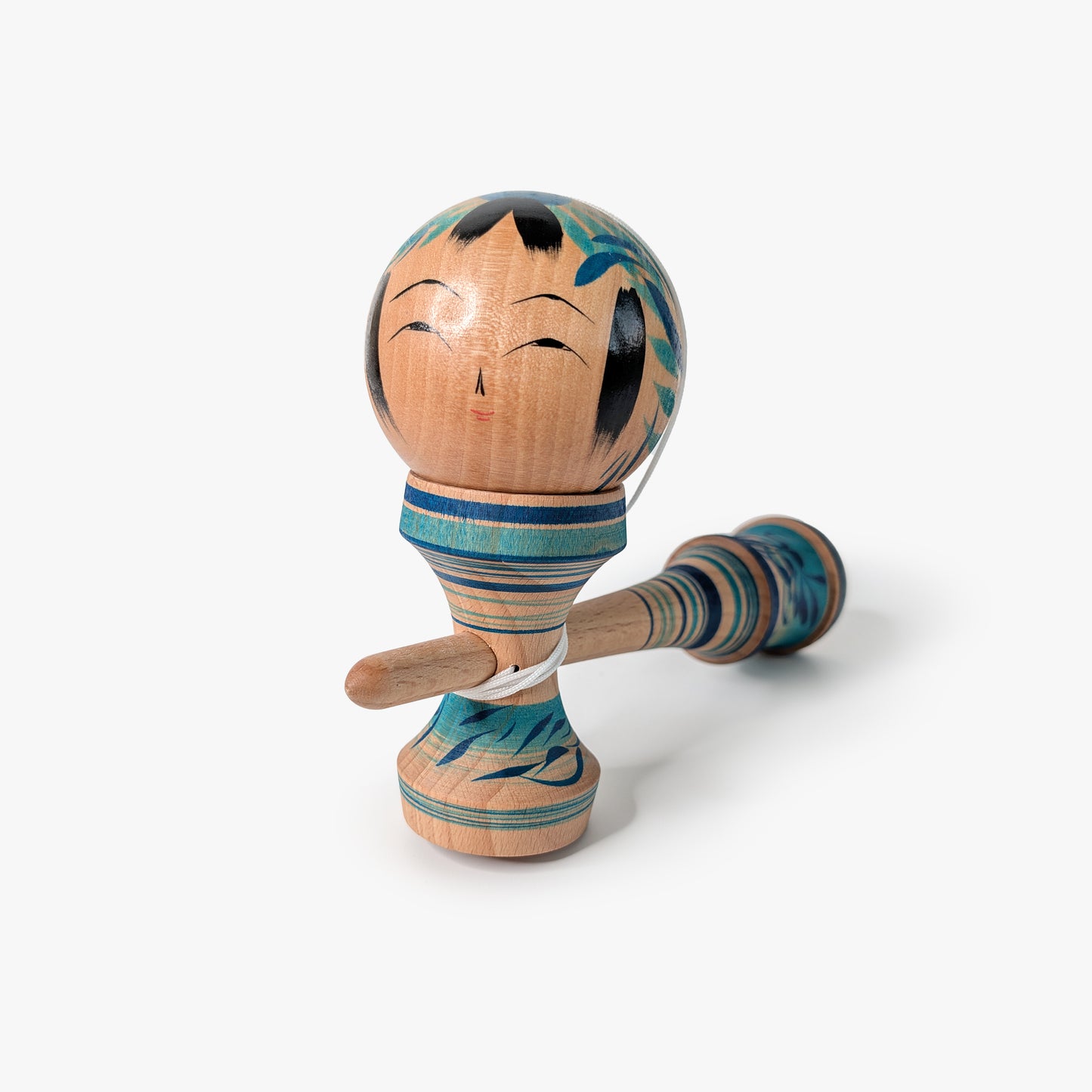 Kokeshi-Kendama Nr. 8 | Türkis | Unikat