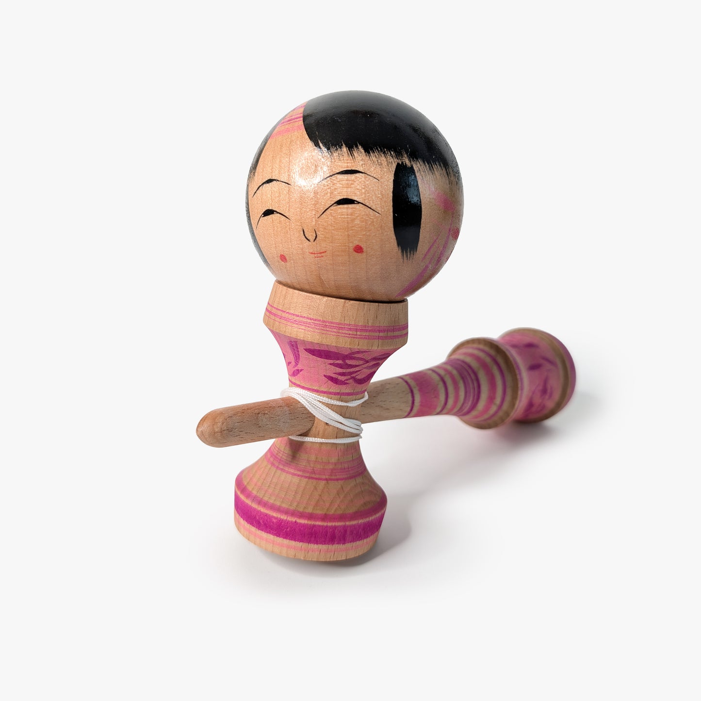 Kokeshi-Kendama Nr. 9 | Pink/Magenta | Unikat