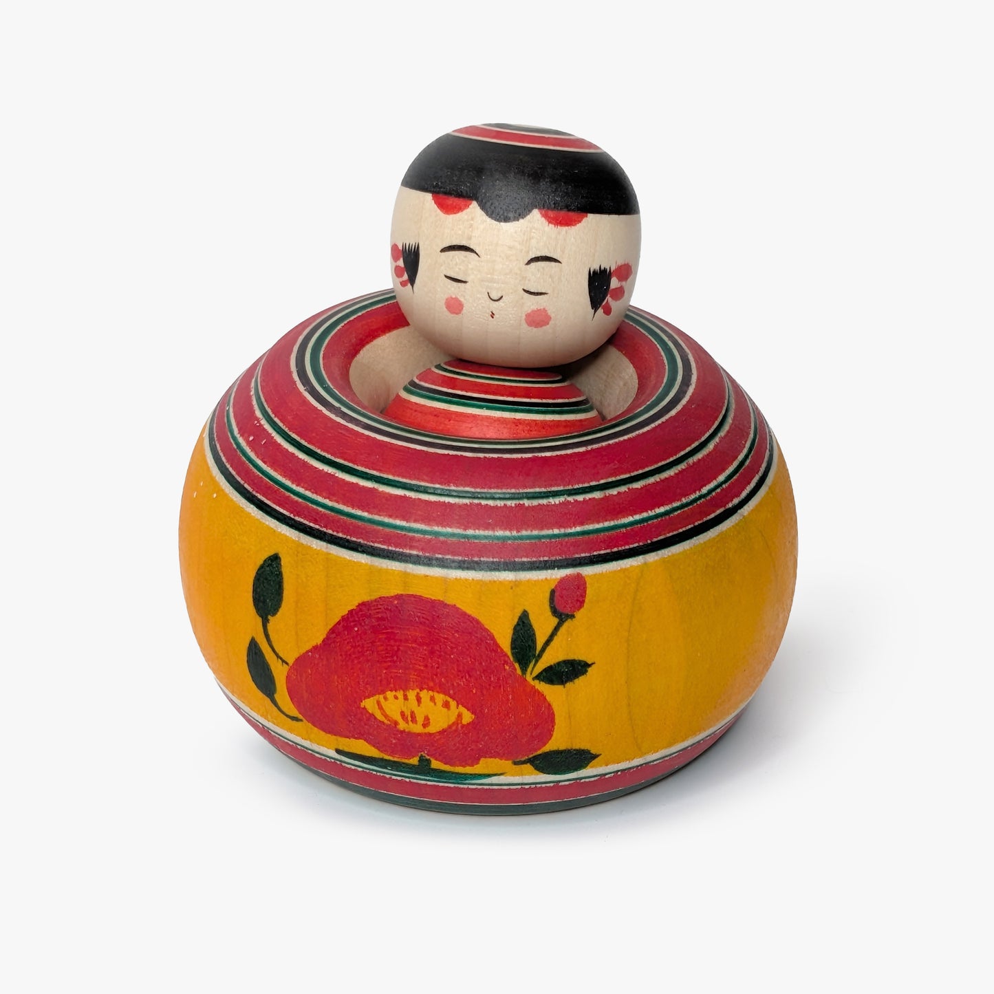 Ejiko-Kokeshi – Camellia and Chrysanthemum – Yajiro Tradition