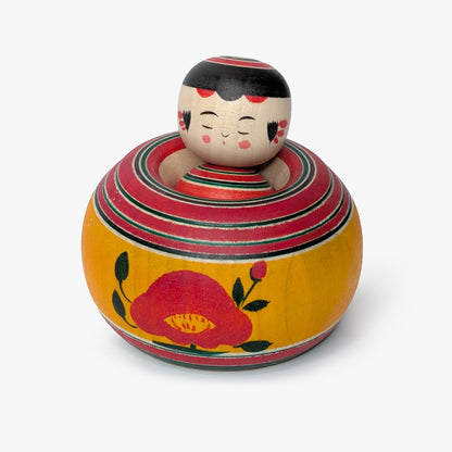 Ejiko-Kokeshi – Camellia and Chrysanthemum – Yajiro Tradition