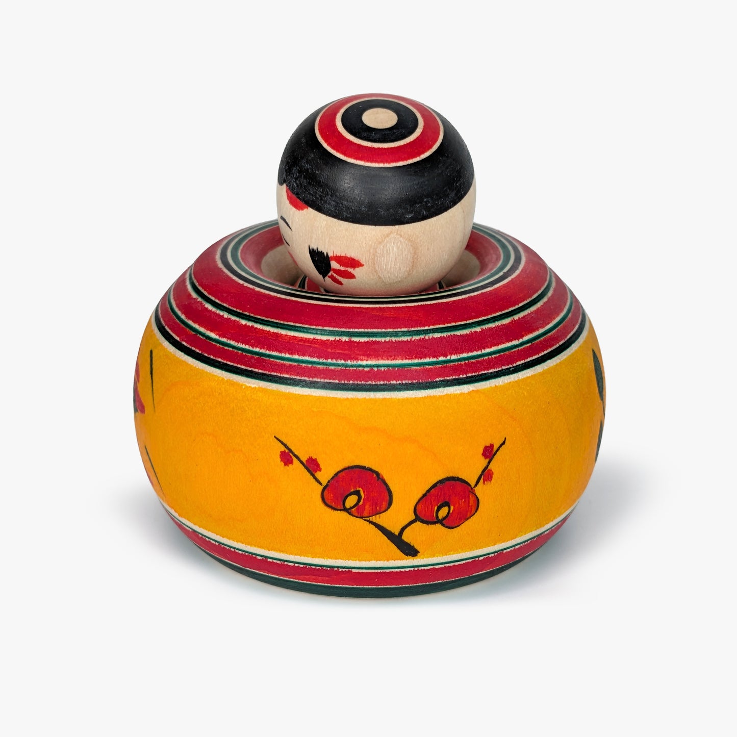 Ejiko-Kokeshi – Camellia and Chrysanthemum – Yajiro Tradition