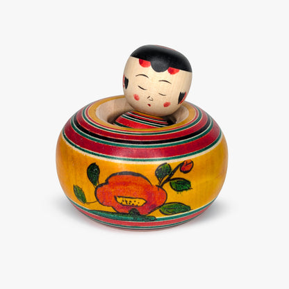Ejiko-Kokeshi – Camellia and Chrysanthemum – Yajiro Tradition