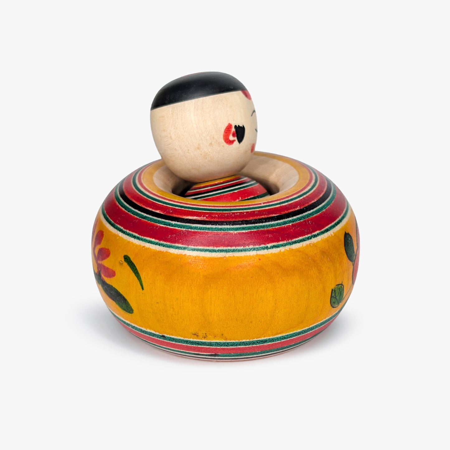 Ejiko-Kokeshi – Camellia and Chrysanthemum – Yajiro Tradition