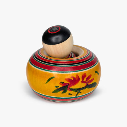 Ejiko-Kokeshi – Camellia and Chrysanthemum – Yajiro Tradition
