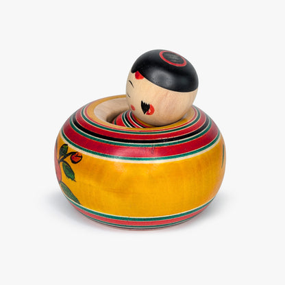 Ejiko-Kokeshi – Camellia and Chrysanthemum – Yajiro Tradition