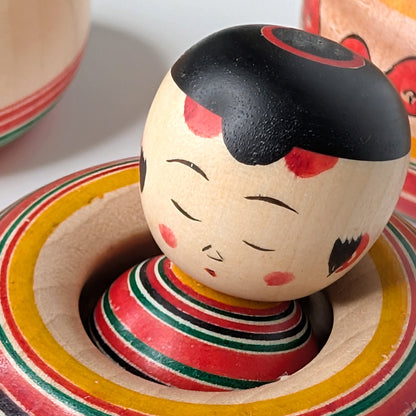 Ejiko-Kokeshi – Camellia and Chrysanthemum – Yajiro Tradition