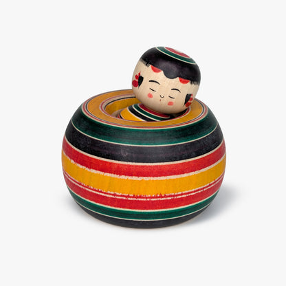 Ejiko Kokeshi – Rokuro-Moyo Pattern – Yajiro Tradition
