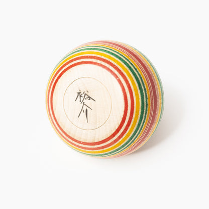 Underside of the red and green Ejiko kokeshi with artist’s signature