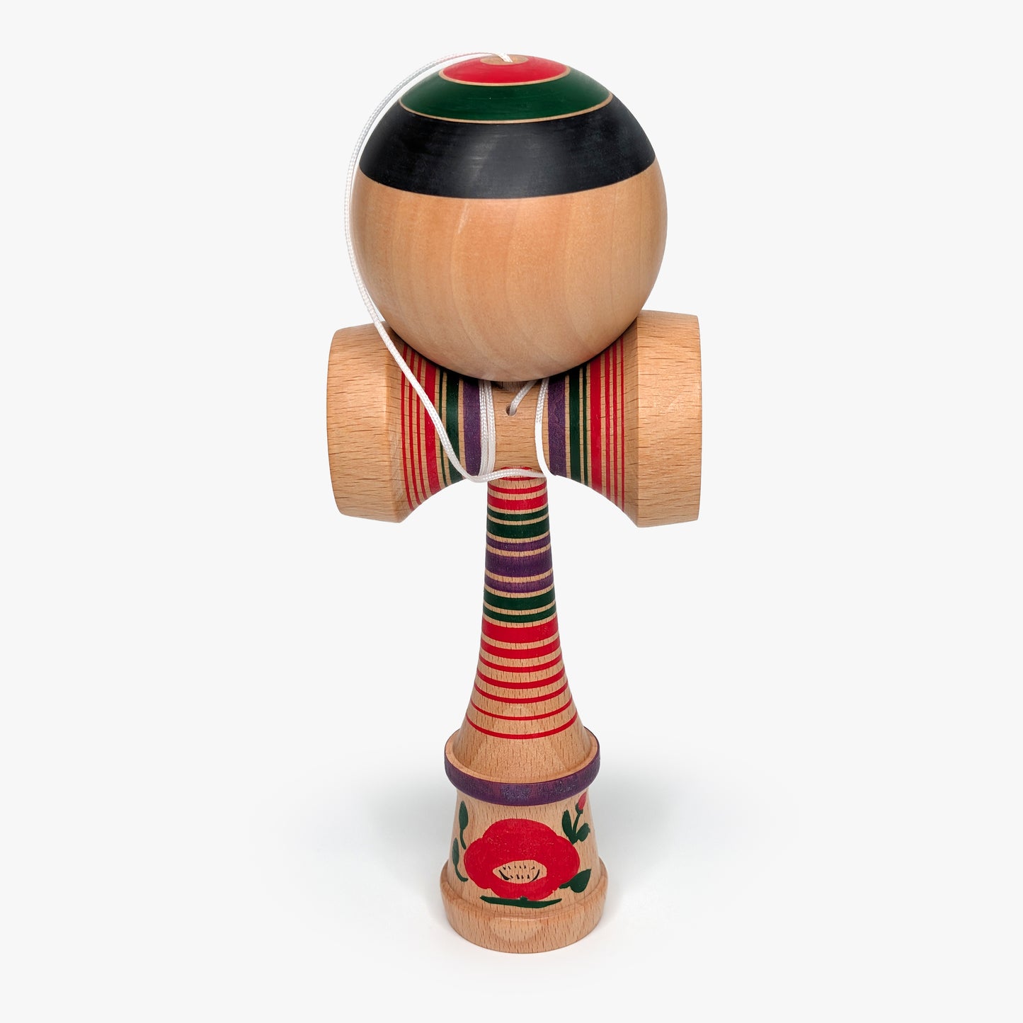 Kokeshi Kendama – Camellia Motif – Yajiro Tradition