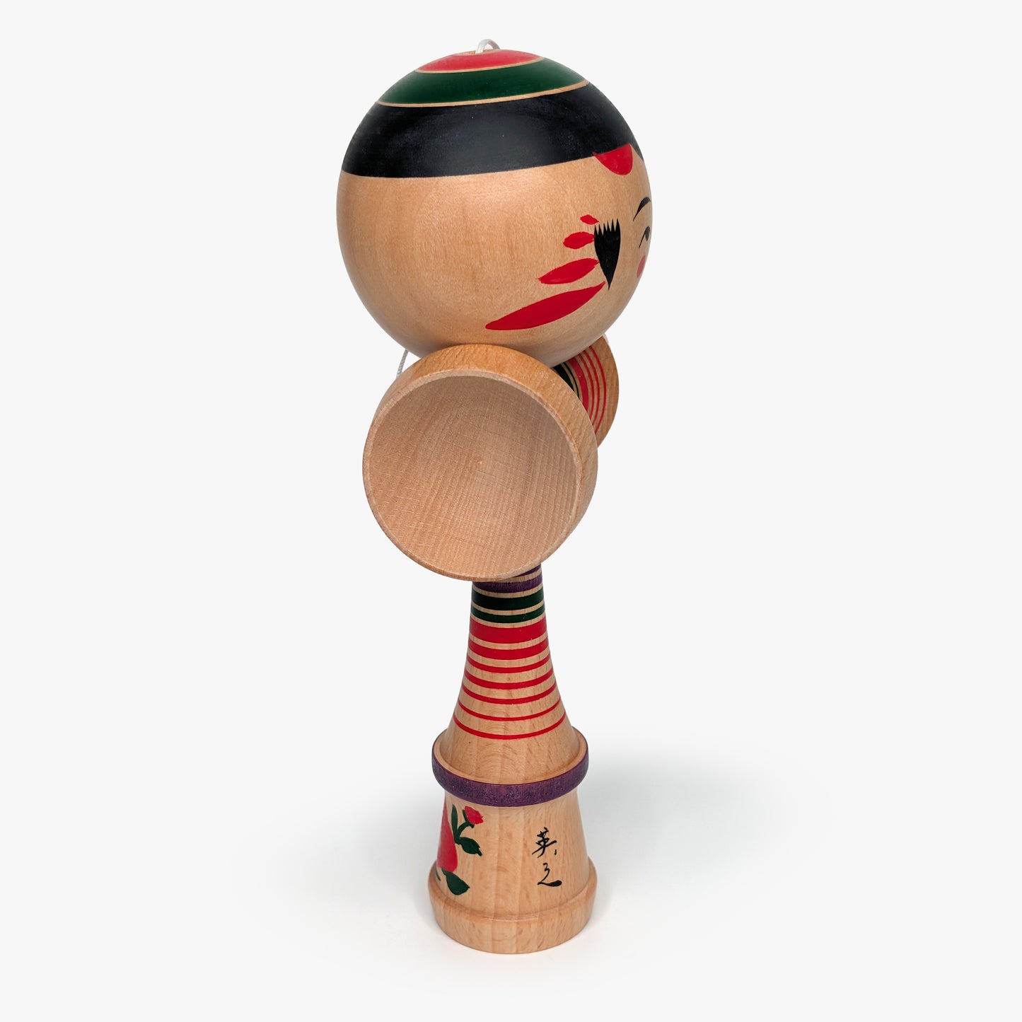 Kokeshi Kendama – Camellia Motif – Yajiro Tradition